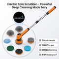 Power Electric Spin Scrubber with 8 Replacement Heads – IPX7 Waterproof